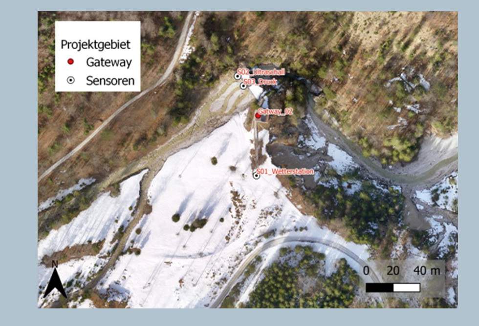 satellite image of project area covered in snow